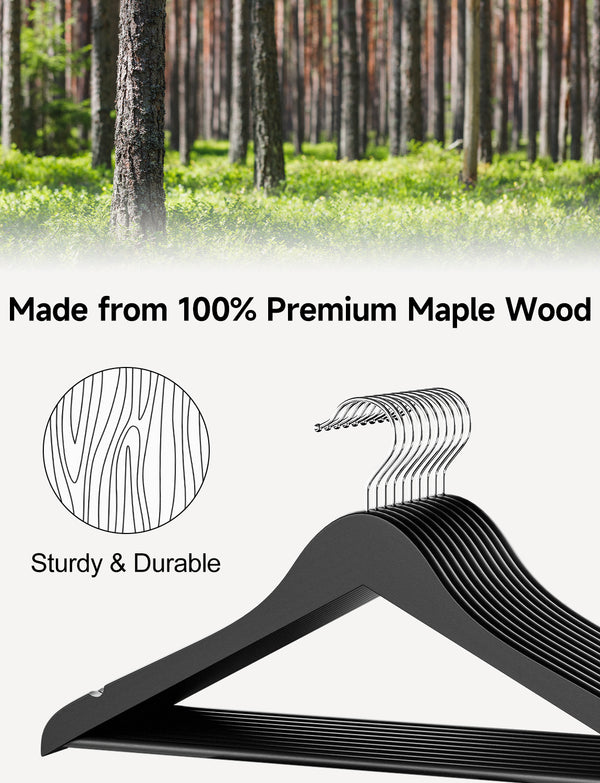 Wooden Hangers for Coats, Shirts, Jackets, Pants, Suits