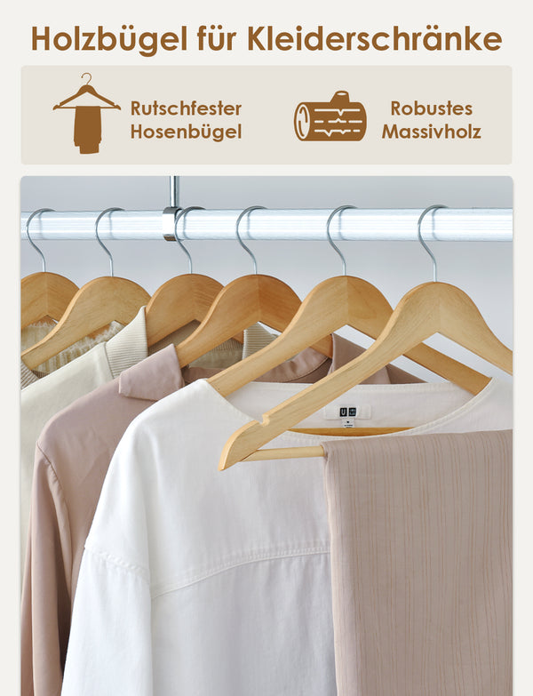 Wooden Hangers for Coats, Shirts, Jackets, Pants, Suits