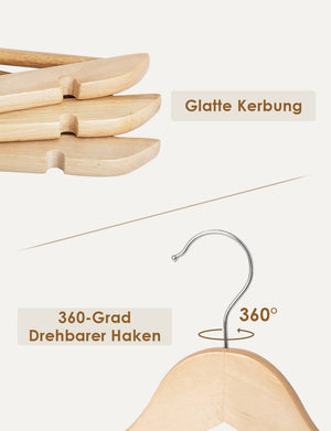 Wooden Hangers for Coats, Shirts, Jackets, Pants, Suits