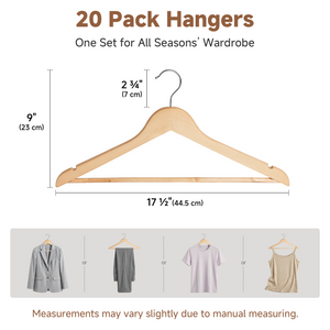 Wooden Hangers for Coats, Shirts, Jackets, Pants, Suits