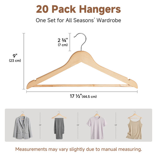 Wooden Hangers for Coats, Shirts, Jackets, Pants, Suits
