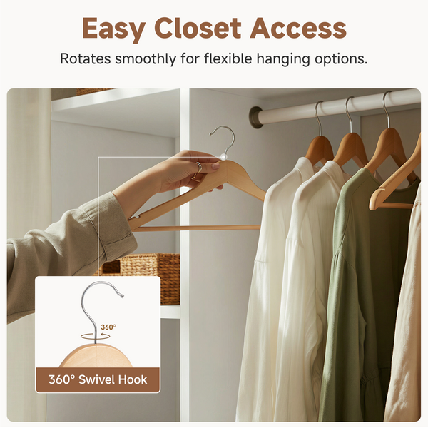 Wooden Hangers for Coats, Shirts, Jackets, Pants, Suits