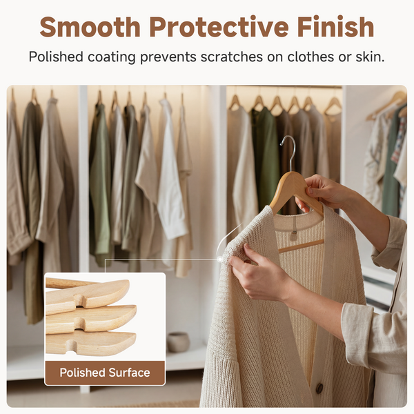 Wooden Hangers for Coats, Shirts, Jackets, Pants, Suits