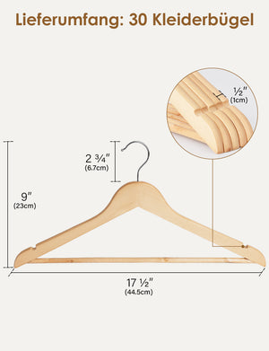 Wooden Hangers for Coats, Shirts, Jackets, Pants, Suits