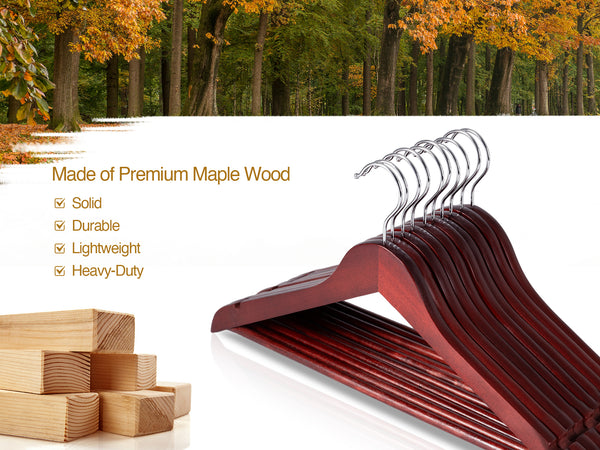 Wooden Hangers for Coats, Shirts, Jackets, Pants, Suits