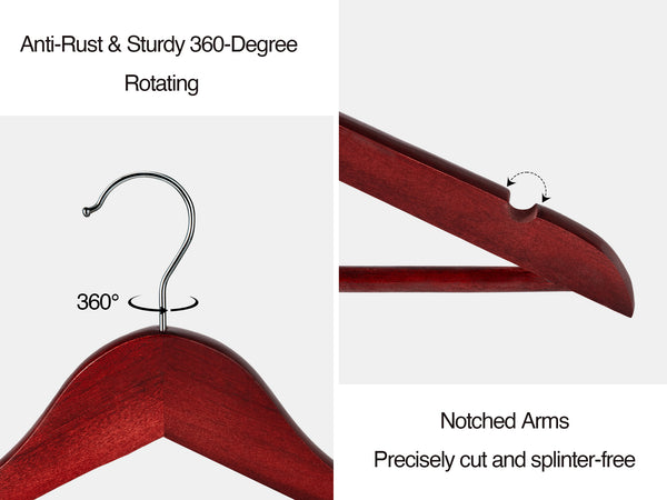 Wooden Hangers for Coats, Shirts, Jackets, Pants, Suits