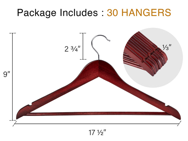 Wooden Hangers for Coats, Shirts, Jackets, Pants, Suits