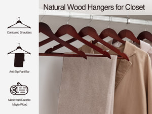 Wooden Hangers for Coats, Shirts, Jackets, Pants, Suits