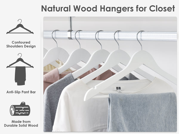 Wooden Hangers for Coats, Shirts, Jackets, Pants, Suits