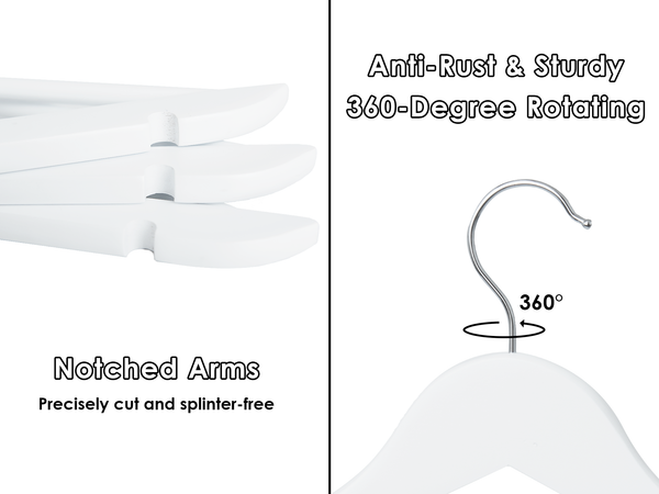 Wooden Hangers for Coats, Shirts, Jackets, Pants, Suits