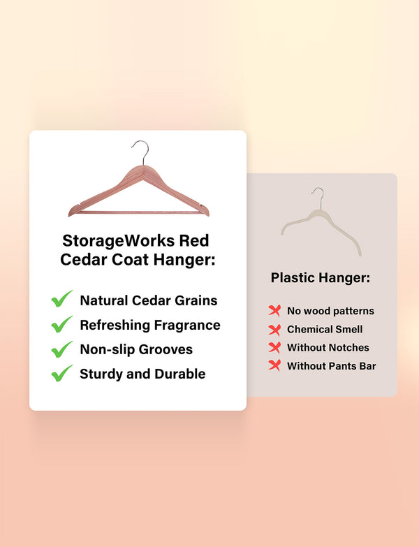 Cedar Wood Clothes Hangers for Shirts, Jackets, Pants, Suits, Sweaters