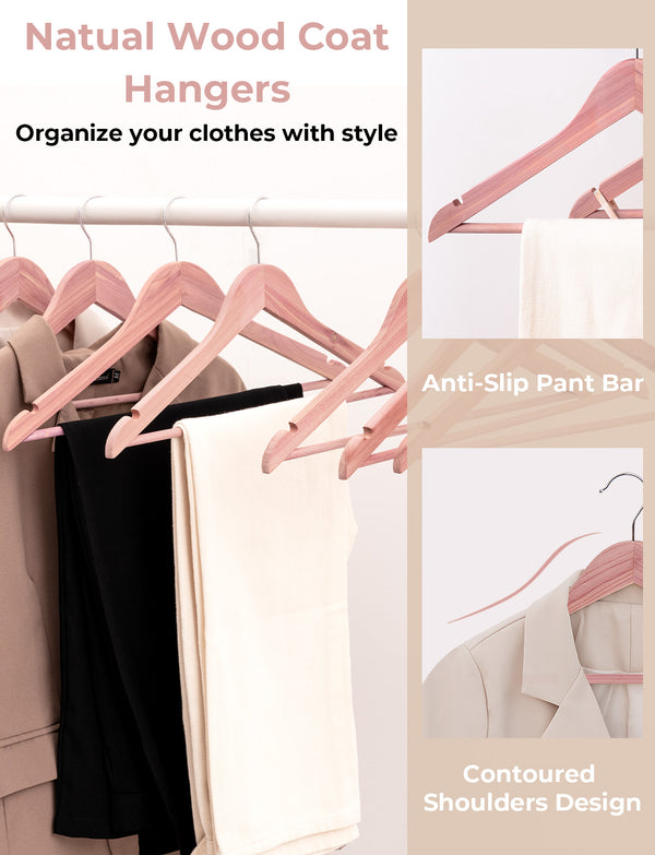 Cedar Wood Clothes Hangers for Shirts, Jackets, Pants, Suits, Sweaters