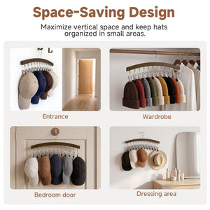 Curved Hat Organizer and Baseball Cap Rack for Closet, Set of 2
