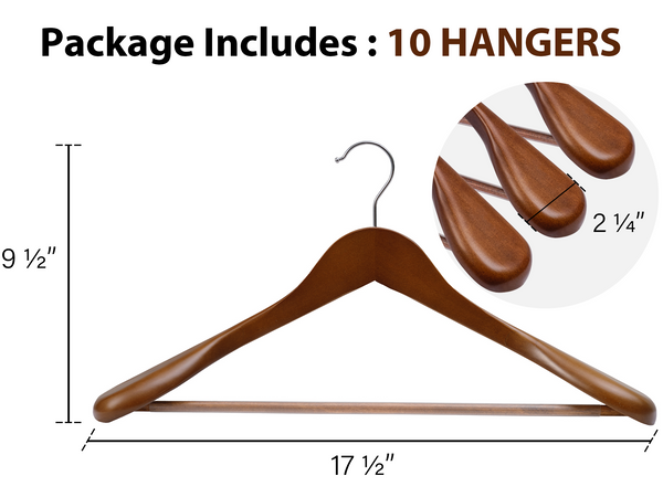 Extra Wide Shoulder Wood Coat Hanger for Coats, Shirts