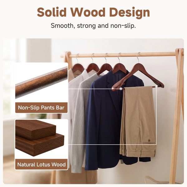 Extra Wide Shoulder Wood Coat Hanger for Coats, Shirts