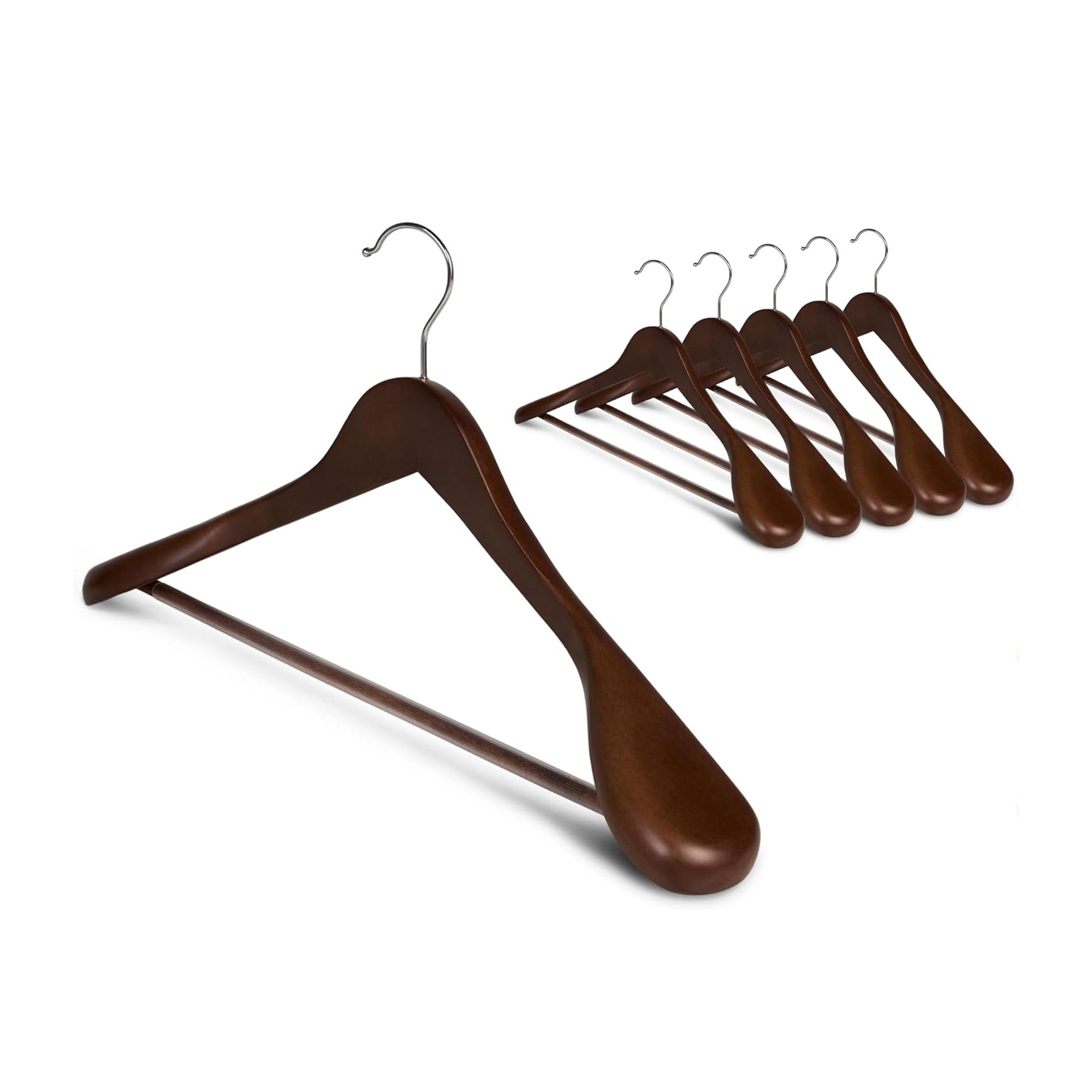 JS HANGER Wooden Suit Hangers (6 Pack) – Extra-Wide Shoulder Coat Hangers With Retro Finish For Suits & Jackets