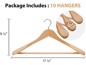 Extra Wide Shoulder Wood Coat Hanger for Coats, Shirts
