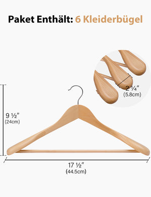 Extra Wide Shoulder Wood Coat Hanger for Coats, Shirts