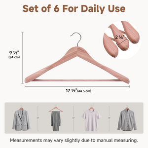 Extra Wide Shoulder Cedar Coat Hangers, Set of 6