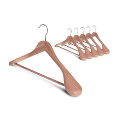 Extra Wide Shoulder Cedar Coat Hanger for Coats, Shirts, 6 Pack