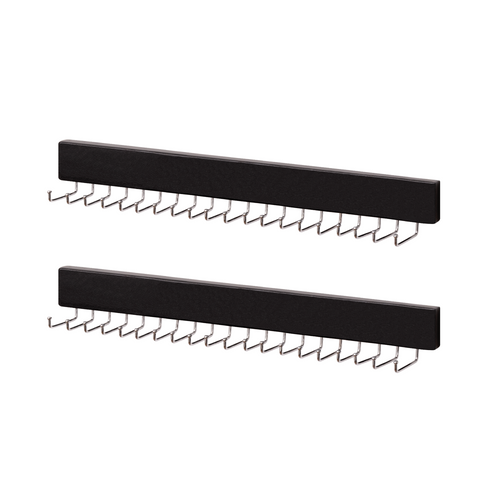 Tie Rack with Hooks, Wall-Mounted Wooden Hangers, 2 Pack