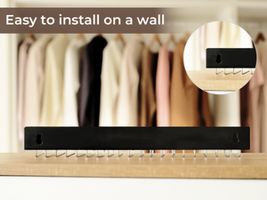 Tie Rack with Hooks, Wall-Mounted Wooden Hangers, 2 Pack