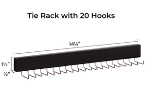 Tie Rack with Hooks, Wall-Mounted Wooden Hangers, 2 Pack