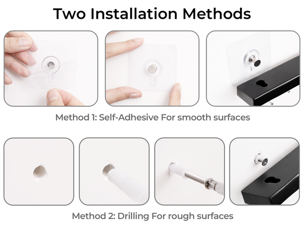 Tie Rack with Hooks, Wall-Mounted Wooden Hangers, 2 Pack