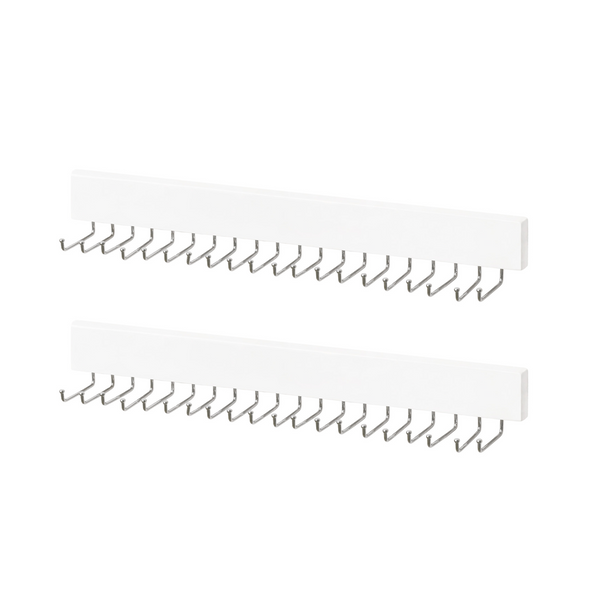 Tie Rack with Hooks, Wall-Mounted Wooden Hangers, 2 Pack