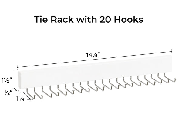 Tie Rack with Hooks, Wall-Mounted Wooden Hangers, 2 Pack