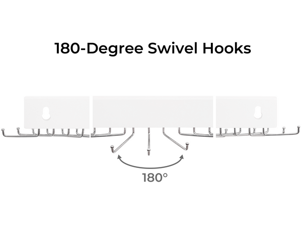 Tie Rack with Hooks, Wall-Mounted Wooden Hangers, 2 Pack