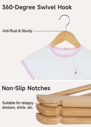 Baby Hangers, Maple Wood Clothes Organizer for Toddler