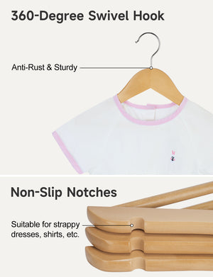 Baby Hangers, Maple Wood Clothes Organizer for Toddler