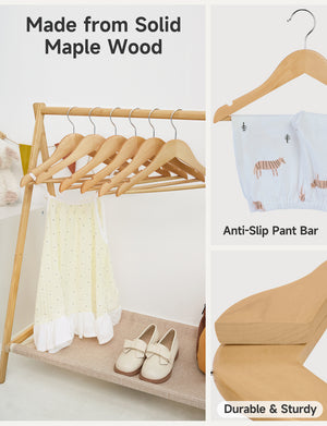 Baby Hangers, Maple Wood Clothes Organizer for Toddler