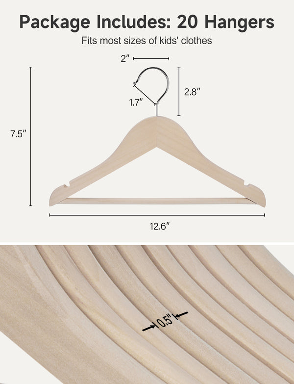 Baby Hangers, Maple Wood Clothes Organizer for Toddler