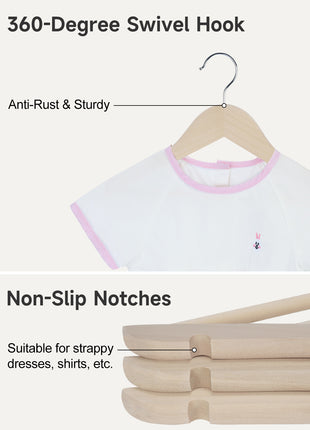 Baby Hangers, Maple Wood Clothes Organizer for Toddler