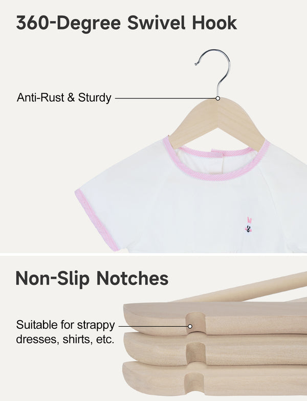 Baby Hangers, Maple Wood Clothes Organizer for Toddler