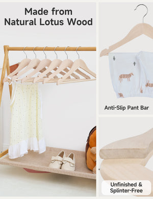 Baby Hangers, Maple Wood Clothes Organizer for Toddler