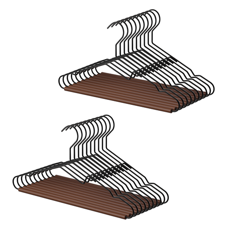Wire Hangers with Wooden Pant Bar