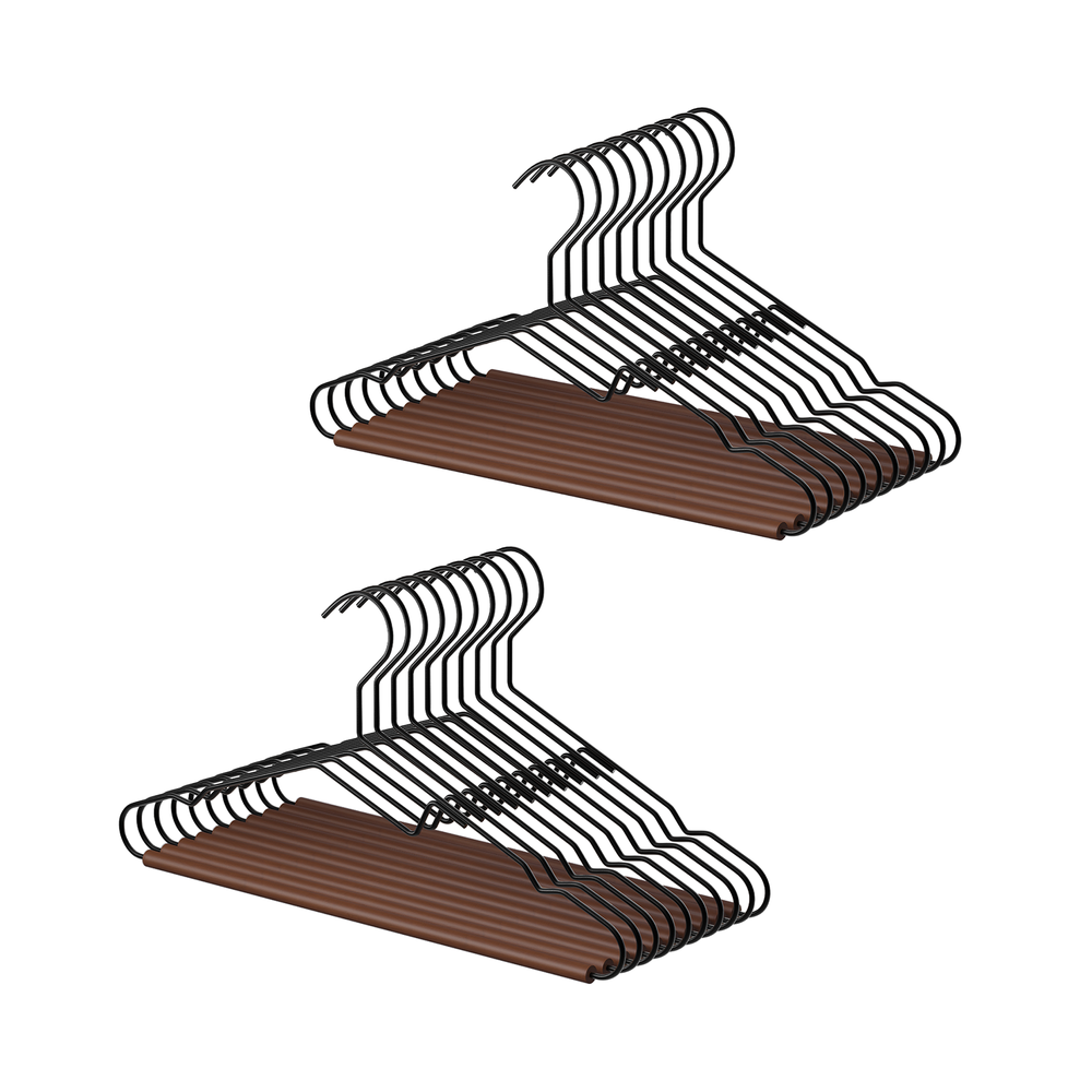 Wire Hangers with Wooden Pant Bar