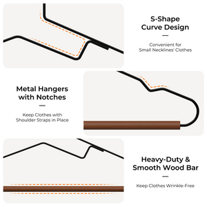 Wire Hangers with Wooden Pant Bar