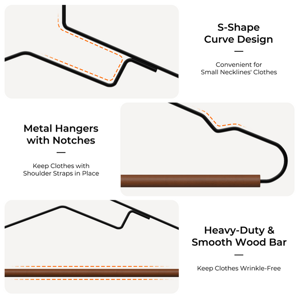 Wire Hangers with Wooden Pant Bar