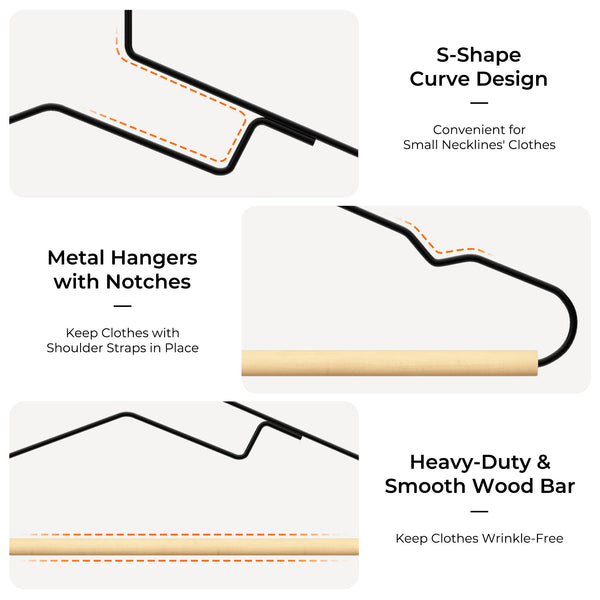 Wire Hangers with Wooden Pant Bar