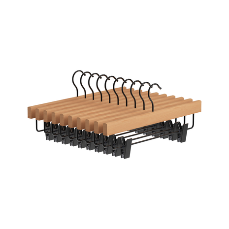 Pants Hangers with Clips, Wooden Clothes Hanger