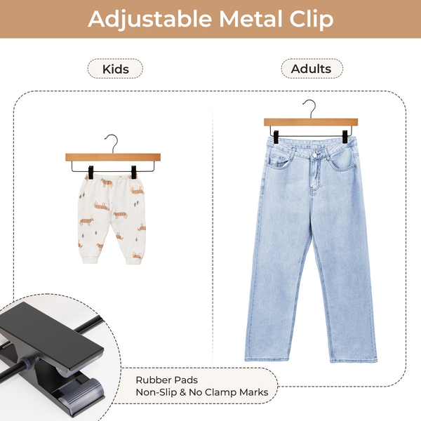 Pants Hangers with Clips, Wooden Clothes Hanger