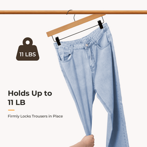 Pants Hangers with Clips, Wooden Clothes Hanger