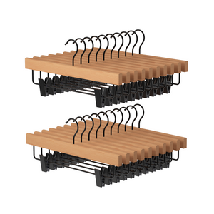 Pants Hangers with Clips, Wooden Clothes Hanger
