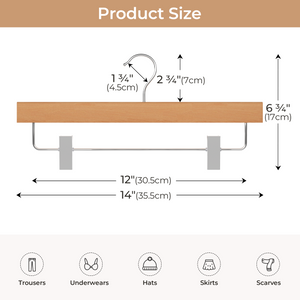 Pants Hangers with Clips, Wooden Clothes Hanger