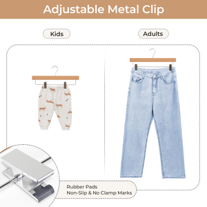 Pants Hangers with Clips, Wooden Clothes Hanger