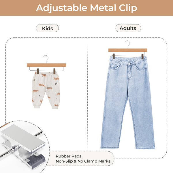 Pants Hangers with Clips, Wooden Clothes Hanger